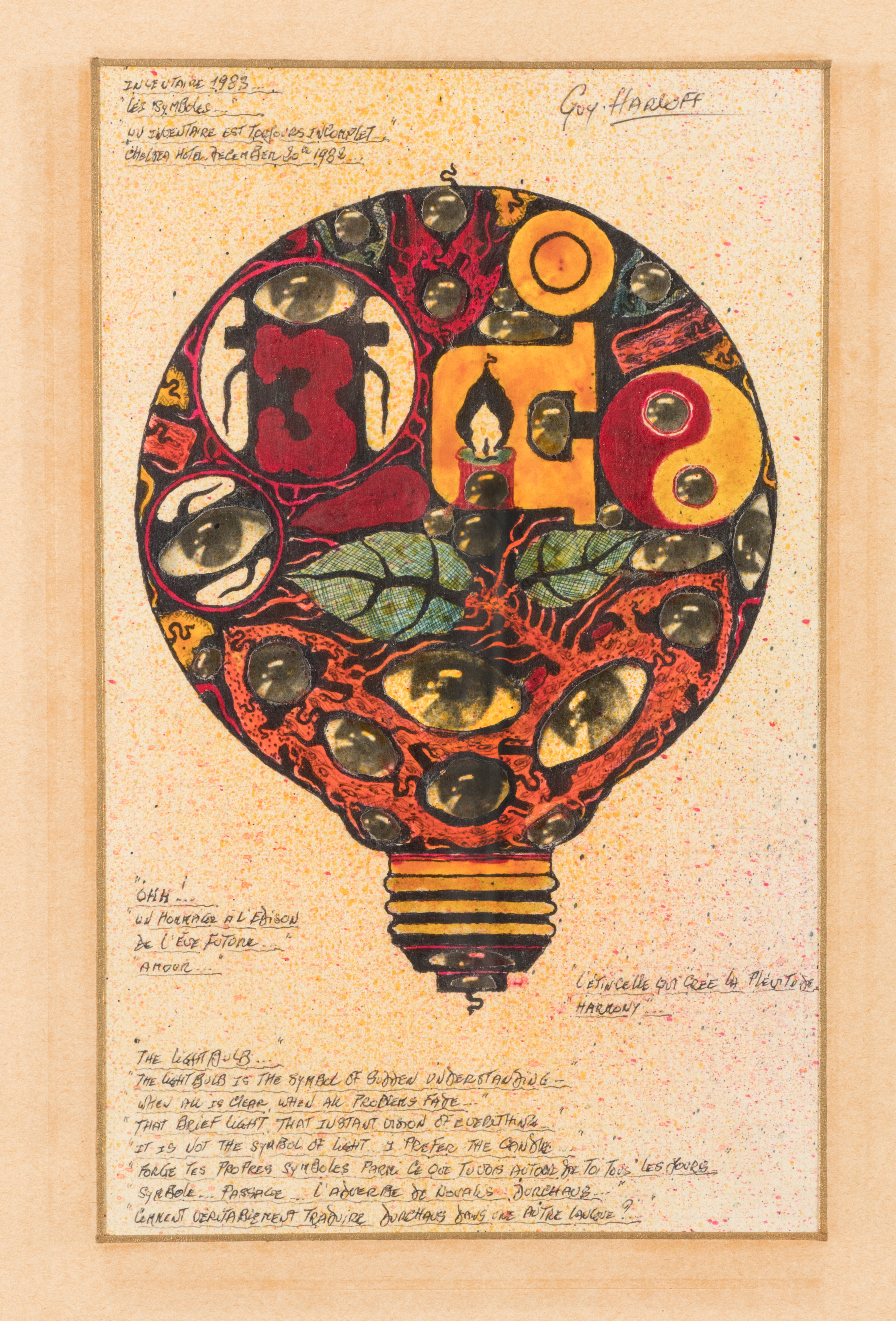 The Lightbulb..., 1983, collage e inchiostri su carta, cm 25,3x15,5